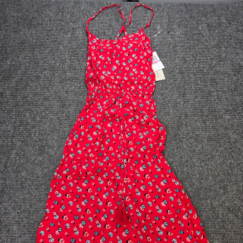 Kingston Grey Floral Day Maxi Dress Women's Size XXS Red Adjustable Straps NWT